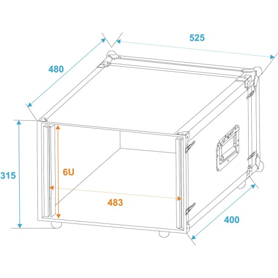 ROADINGER Rack per Effetti CO DD 6U, Profondità 38 cm, Nero - Alta Qualità e Versatilità