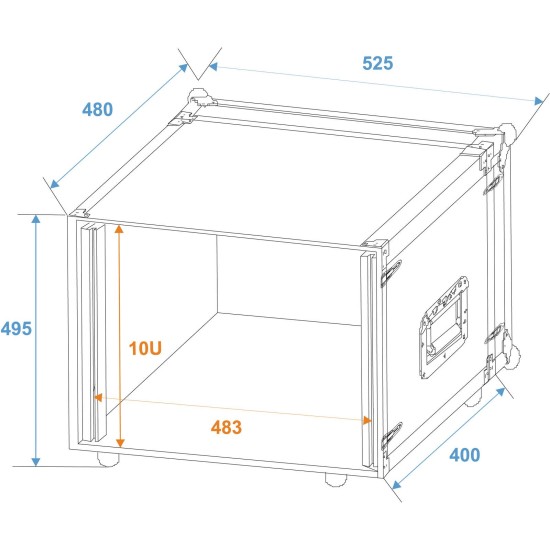 ROADINGER Rack per Effetti 10U, Profondità 38 cm, Nero - Robusto MDF e Profilo in Alluminio