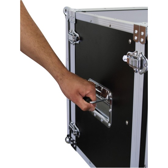 ROADINGER Rack per Effetti 10U, Profondità 38 cm, Nero - Robusto MDF e Profilo in Alluminio