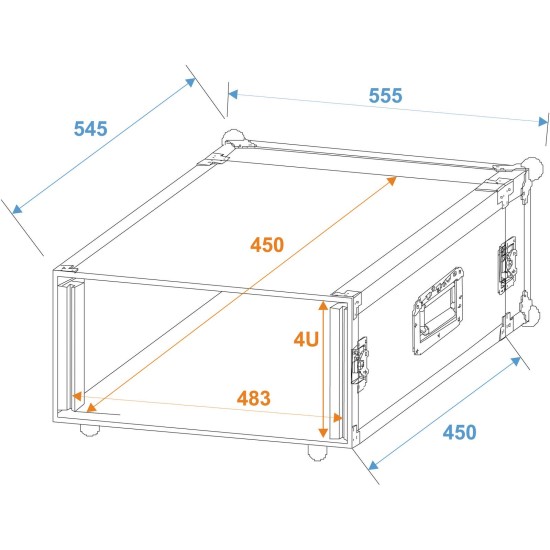 ROADINGER Rack PRO 4HU 45 cm - Case Professionale in Legno Multistrato con Doppia Porta
