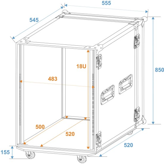 Rack ROADINGER PRO 18U 45cm con Rotelle Girevoli - Alta Qualità e Versatilità