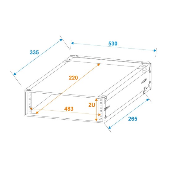 ROADINGER Rack PRO 2HU 25 cm - Custodia Professionale per Attrezzature 19