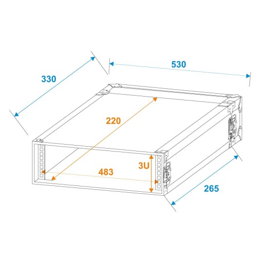 ROADINGER Rack PRO 3U 25 cm - Case Professionale in Legno Multistrato