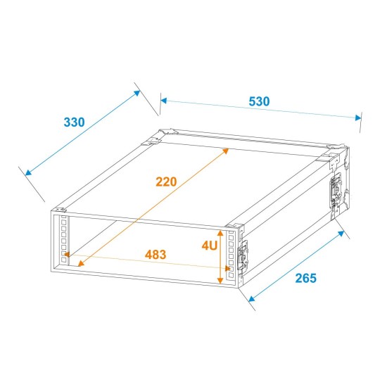 ROADINGER Rack PRO 4U 25 cm - Custodia Professionale per Attrezzature 19”