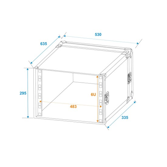 ROADINGER Rack PRO 6HU 25 cm - Custodia Professionale in Legno Multistrato
