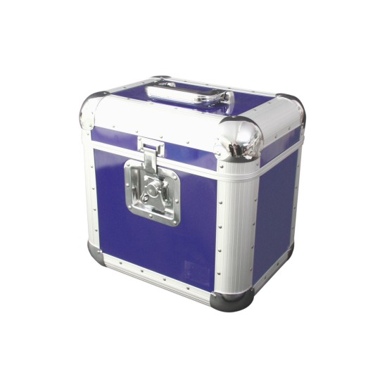Custodia LP in Alluminio Blu - 80 Dischi, Separazione 75/25, Bordo Arrotondato