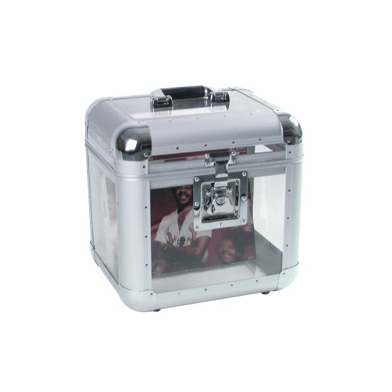 Custodia per Dischi LP in Alluminio e Acrilico - Capacità 80 LP, Design Robusto e Sicuro