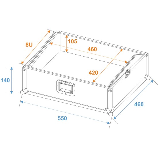 Custodia per Mixer Pro B 19 Sloping 8U Nero - Flight Case Professionale