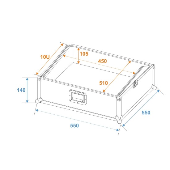 ROADINGER Rack Case Professionale MCB-19 Obliquo Nero per Mixer 10HU