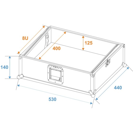 ROADINGER Custodia Rack Professionale per Mixer 8U, Profilo Inclinabile, Nero