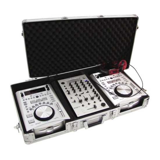 ROADINGER Console Universale per DJ DIGI-1 - Custodia 2xCD/1xM-10 Argento
