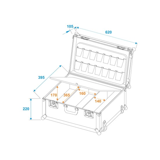 ROADINGER Custodia Universale G-2 con Trolley e Pareti Divisorie - Valigia Nera in Legno Multistrato