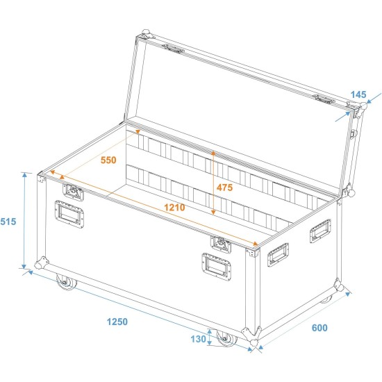 ROADINGER Custodia da Tour 120 cm con Ruote Girevoli per Cassa - Alta Qualità