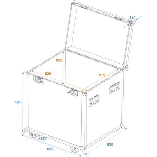 ROADINGER Custodia Universale 60 cm con Ruote Professionali per Tour - Proiettore LED da Palco