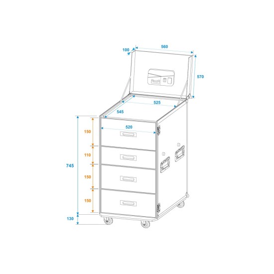ROADINGER Custodia Universale con Cassetti e Ruote per Attrezzatura Professionale