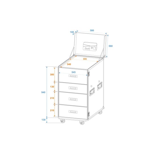 ROADINGER Custodia Universale con Cassetti e Rotelle per Attrezzature - Alta Qualità