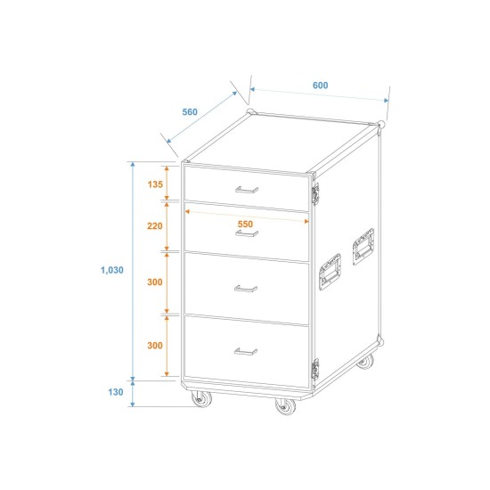 ROADINGER Custodia Universale con Cassetti e Ruote Girevoli - Protezione Affidabile