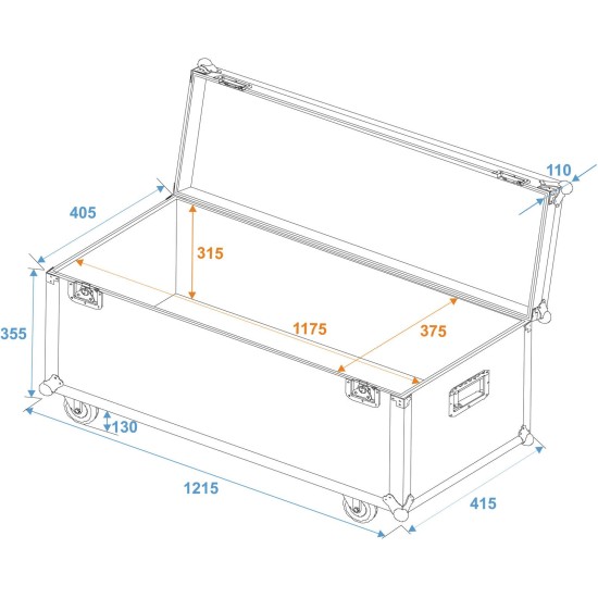 ROADINGER Custodia Universale con Ruote per Attrezzature Audio 120x40 cm