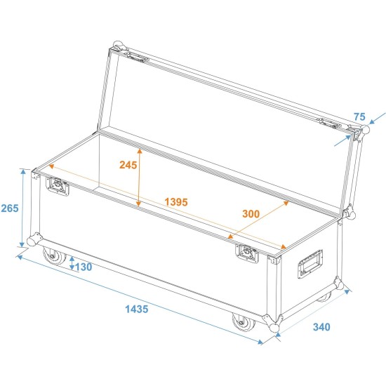 ROADINGER Universal Case Pro con Ruote 140x30x30cm - Valigia Professionale in Legno Multistrato