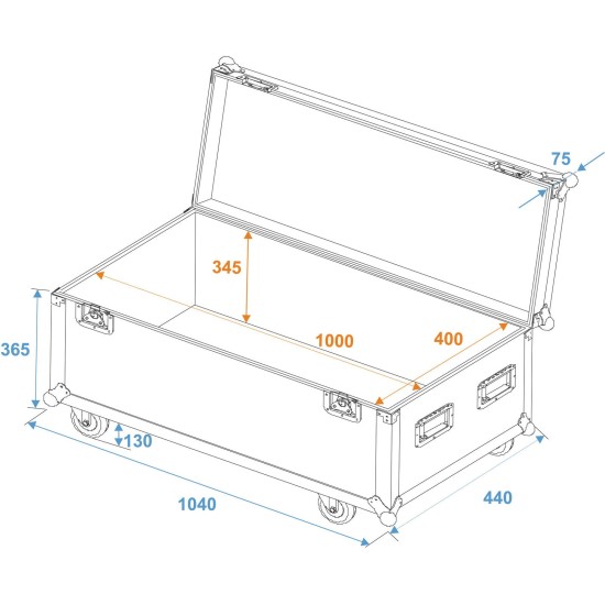 Custodia Universale ROADINGER 100x40x40 cm con Ruote Girevoli per Strumenti Musicali e Attrezzature