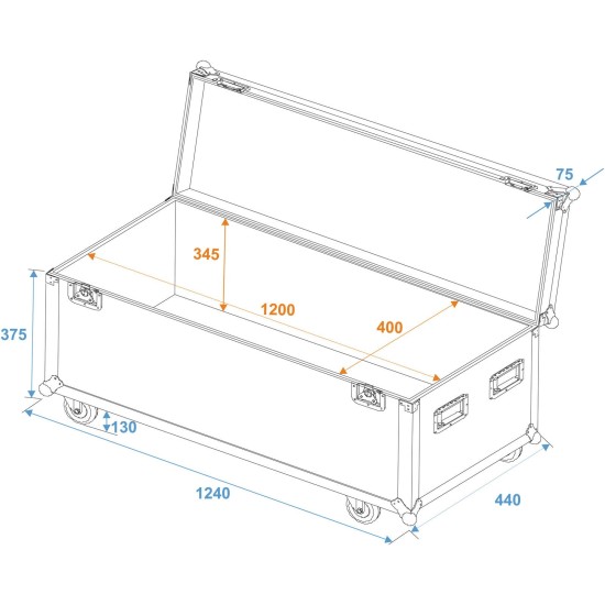 ROADINGER Custodia Universale Professionale con Ruote 120x40x40 cm - Legno Multistrato di Betulla