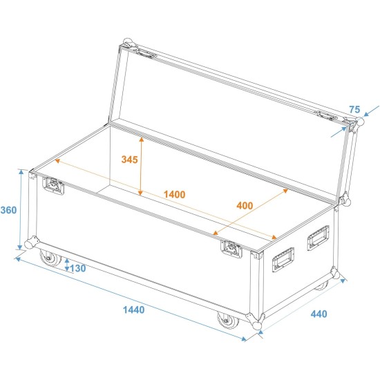 ROADINGER Tour Case Universale 140x40x40 cm con Ruote Girevoli per Attrezzature Professionali