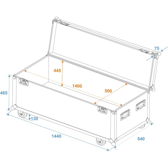 ROADINGER Custodia Universale con Ruote 140x50x50 cm - Tour Case PRO Robusto e Versatile