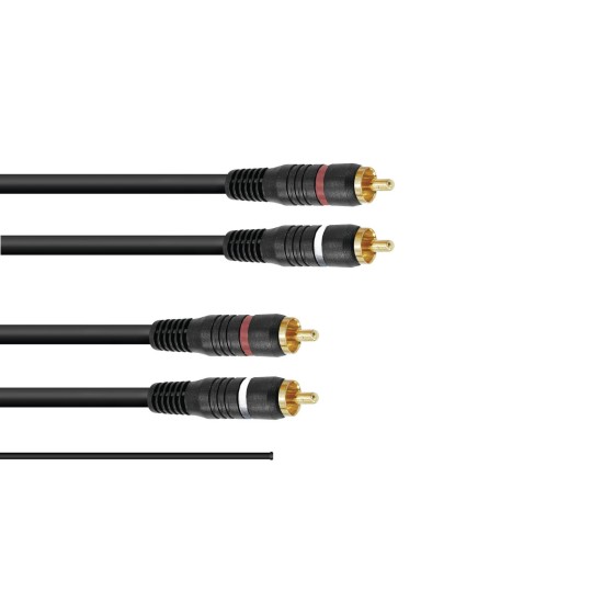 Cavo RCA Omnitronic 2x2 con Messa a Terra, Lunghezza 1,5 m - Nero
