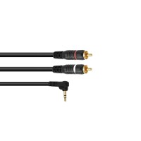 OMNITRONIC Cavo Adattatore Audio 3,5 mm Jack Angolare a 2x RCA, 1,5 m - Nero