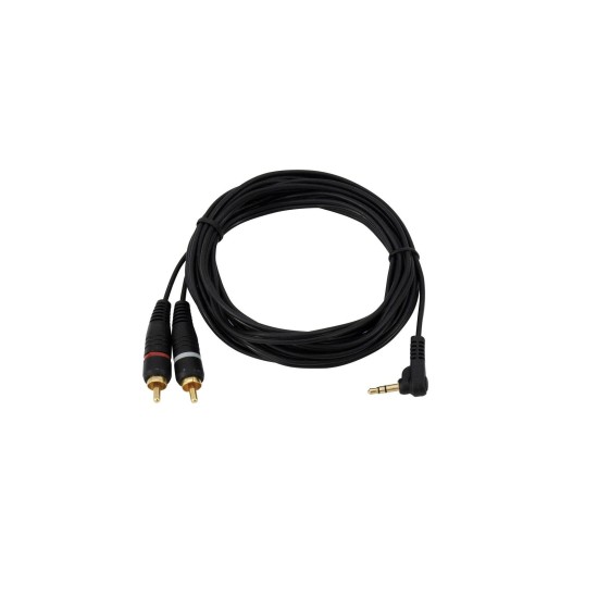 Cavo Adattatore Audio OMNITRONIC 3,5mm Jack Angolare a 2x RCA 3m Nero
