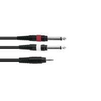Cavo Adattatore OMNITRONIC 3,5 mm a 2x 6,3 mm Jack Mono, 1,5m Nero