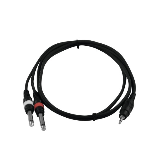 Cavo Adattatore OMNITRONIC 3,5 mm a 2x 6,3 mm Jack Mono, 1,5m Nero