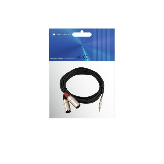 Cavo Adattatore Audio OMNITRONIC 3,5 mm Jack a 2 XLR Maschio - 3 m, Nero