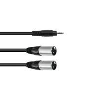 Cavo Adattatore Audio OMNITRONIC 3,5 mm Jack a 2x XLR, 1,5 m Nero