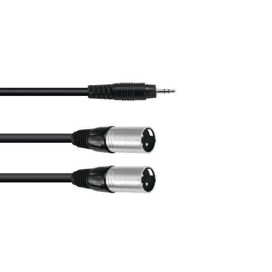 Cavo Adattatore Audio OMNITRONIC 3,5 mm Jack a 2x XLR, 1,5 m Nero