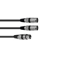 OMNITRONIC Cavo Adattatore Audio XLR(F) a 2xXLR(M) 0.5m Nero - Alta Qualità per Impianti Audio