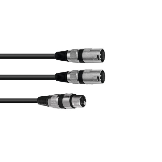 OMNITRONIC Cavo Adattatore Audio XLR(F) a 2xXLR(M) 0.5m Nero - Alta Qualità per Impianti Audio