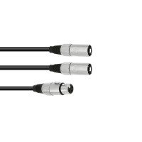 Cavo adattatore audio OMNITRONIC 1m, XLR(F) a 2xXLR(M), nero