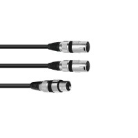 Cavo Adattatore Omnitronic XLR Femmina a 2 XLR Maschio 3m Nero - Accessori Audio Professionali