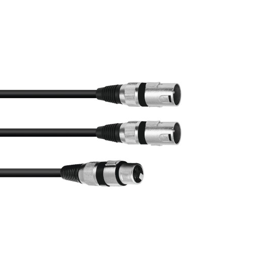 Cavo Adattatore Omnitronic XLR Femmina a 2 XLR Maschio 3m Nero - Accessori Audio Professionali