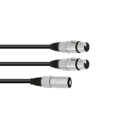 Cavo Adattatore OMNITRONIC XLR Maschio a 2 XLR Femmina 0,5m Nero - Audio Professionale