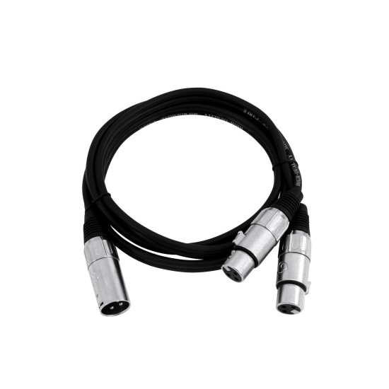 Cavo Adattatore OMNITRONIC XLR Maschio a 2 XLR Femmina 0,5m Nero - Audio Professionale