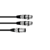 Cavo Adattatore Audio XLR(M) a 2xXLR(F) 1,5m Nero - OMNITRONIC