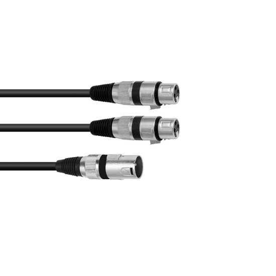 Cavo Adattatore Audio XLR(M) a 2xXLR(F) 1,5m Nero - OMNITRONIC