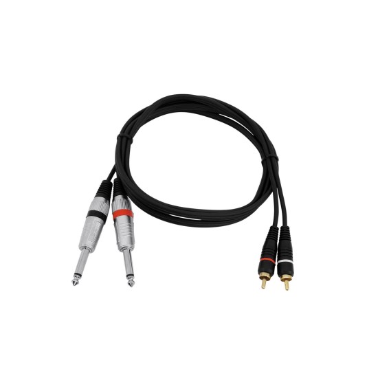 Cavo Adattatore Audio OMNITRONIC 2x Jack 6,3mm a 2x RCA 1,5m Nero