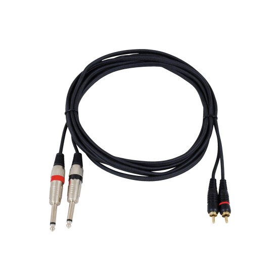 Cavo Adattatore Audio Omnitronic 3m: 2x Jack Mono a 2x RCA Nero