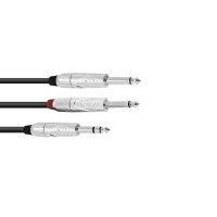 Cavo Adattatore Audio Omnitronic Jack Stereo a 2 Jack Mono 3m