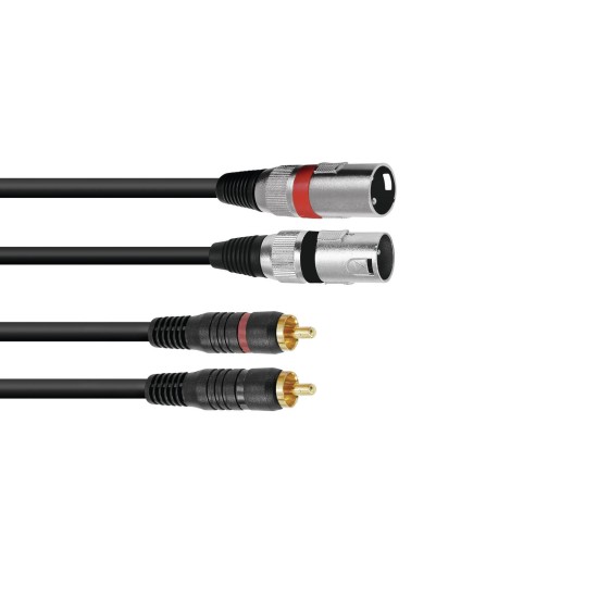 Cavo Adattatore Audio OMNITRONIC 2xXLR(M) a 2xCinch RCA 1,5m Nero