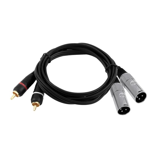 OMNITRONIC Cavo Adattatore Audio 2x XLR Maschio a 2x RCA, 3 m, Nero