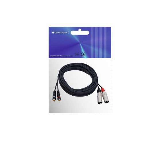Cavo Adattatore Audio OMNITRONIC 2xXLR a 2xRCA, 6m Nero